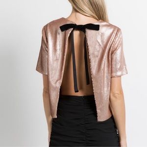 Fanco Open Back Tie Sequin Top